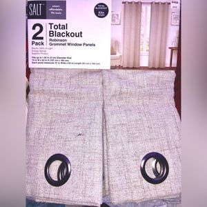BNWT SALT 2pk Total Blackout Robinson Grommet Window Panels/Curtains
